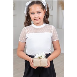 Белая школьная блуза из вискозы для девочки ДЖ-2302-54