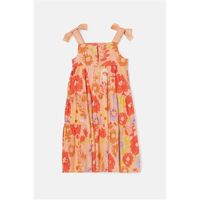 Angel & Rocket Julieta Orange Ribbon Strap Print Dress