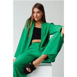 9376 Костюм из кимоно и брюк-палаццо зелёный