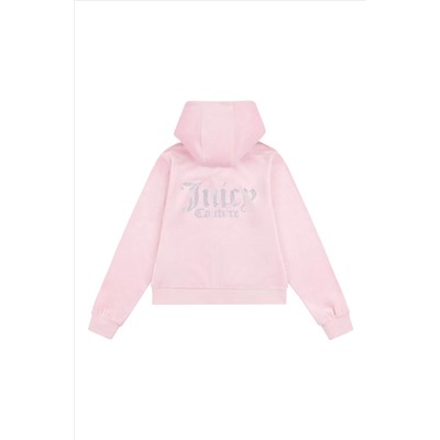 Juicy Couture Diamante Zip Through Cream Hoodie