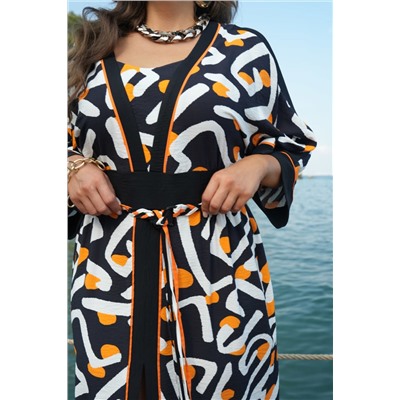 Платье Vittoria Queen 20853 черный+белый+оранжевый