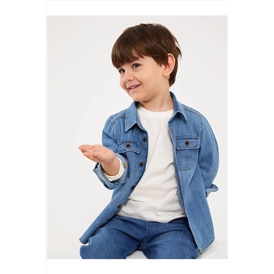 LCW baby Базовая джинсовая рубашка с длинными рукавами для мальчика W37174Z1 - 311