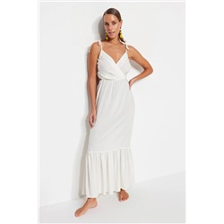 Белое пляжное платье макси с вырезами и окном TBESS23EL00085