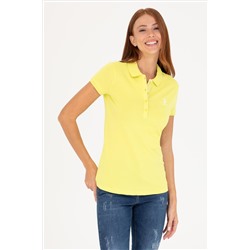 Женская неоново-желтая базовая футболка с воротником-поло Неожиданная скидка в корзине