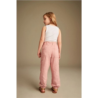 Pink Linen Cargo Trousers (3-16yrs)