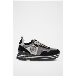 Zapatillas de nobuk con plataforma Maxi Wonder - Negro y gris claro