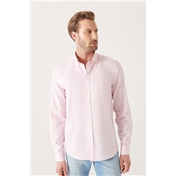 Светло-розовая рубашка, оксфорд, 100% хлопок, воротник на пуговицах, стандартная посадка