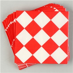 Салфетки бумажные «Красные ромбики» 33х33 см, набор 20 шт.