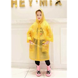 Детский многоразовый плащ-дождевик желтый в клетку с капюшоном (унисекс) | ZC Alessano SmartKids
