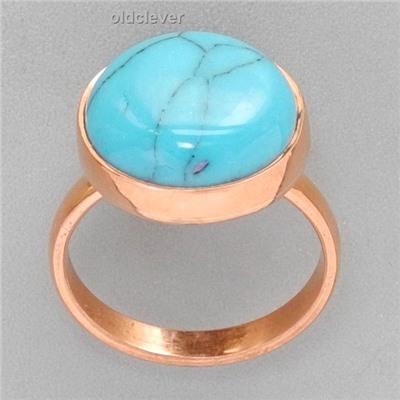 Медное кольцо с бирюзой (синяя) УМК008-1