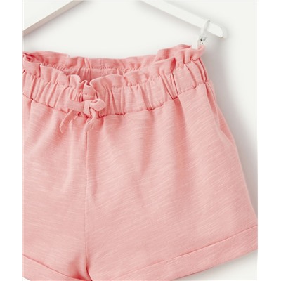 SHORT BÉBÉ FILLE ROSE EN COTON BIOLOGIQUE