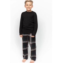 Minijammies Long Sleeve Jersey Top and Check Black Pyjama Bottoms