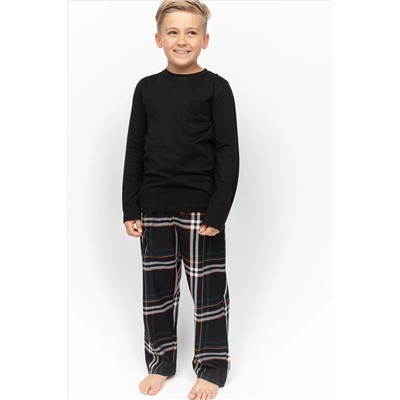 Minijammies Long Sleeve Jersey Top and Check Black Pyjama Bottoms