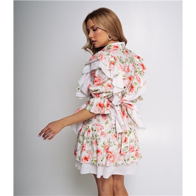 Платье #БШ2294-1, белый, розовый