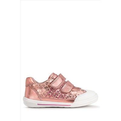 Start-Rite Natural Roundabout Rose Gold Leather Rip Tape Pre School Trainer Shoes