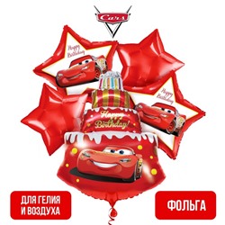 Набор фольгированных шаров "С Днем рождения", Тачки