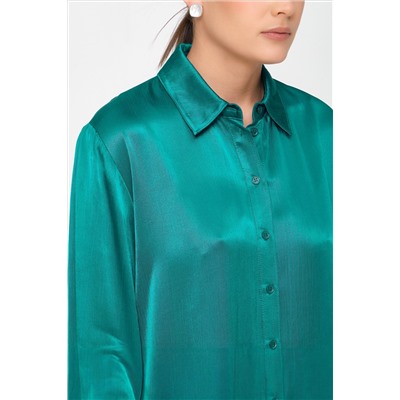 Блуза с длинным рукавом сине-зелёного цвета