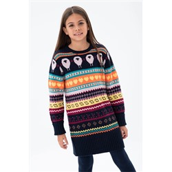 Vestido tricotosa de niña con instarisa de colores