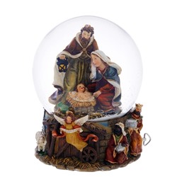 Фигурка декоративная в стекл. шаре с муз. "Рождение Христа", D 15 см, L15 W15 H20 см