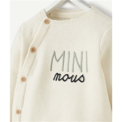 LE PULL ÉCRU EN COTON AVEC MESSAGE BRODÉ BÉBÉ