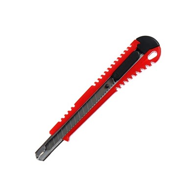 Нож канцелярский, лезвие 9 мм, с металлическим направляющим фиксатором, блистер, корпус МИКС