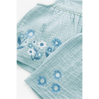 Blue Embroidered Top and Shorts Set (3mths-7yrs)