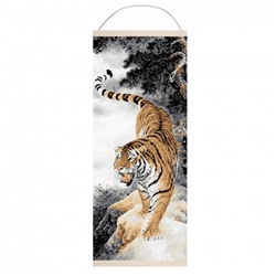 Картина по номерам панно 35*90 Molly Амурский тигр на цветном холсте KHS0018