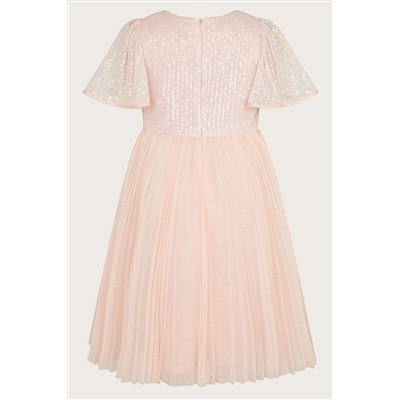 Monsoon Pink Florence Sequin Pleat Dress