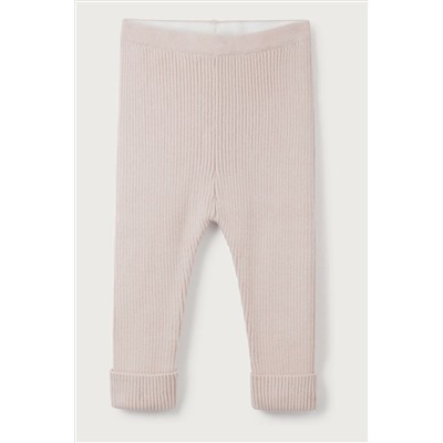 The White Company Pink Organic Cotton Knitted Rib Leggings