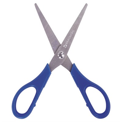 Ножницы BRAUBERG для левши "Left hand", 170 мм, синие, 2-х сторонняя заточка, 236785