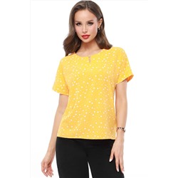 Блузка летняя светло-жёлтая в горошек