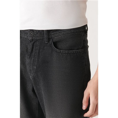 Мужские черные винтажные потертые джинсовые брюки стандартного кроя из 100 % хлопка A22y3524