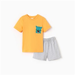 Комплект для мальчика "Тигр" (футболка/шорты), цвет оранжевый/серый, рост 98-104 см