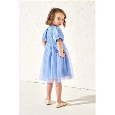 Angel & Rocket Lyra Blue Shirred Tutu Dress