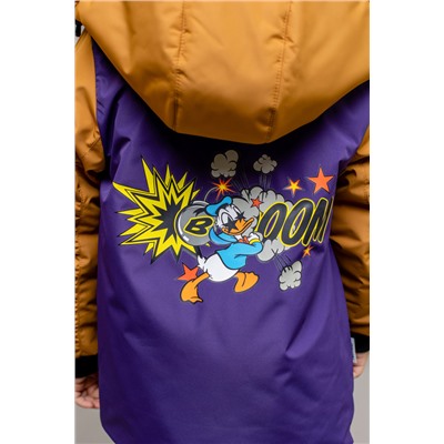 656-24в-1 Куртка-бомбер для мальчика "Марек/1" темно-фиолетовый/охра