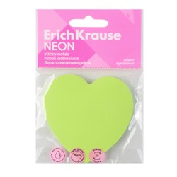 Блок самоклеящийся 75*75 мм, 50 листов, зеленый Heart Neon Erich Krause 61726