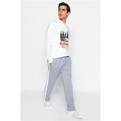 Серые мужские толстые спортивные штаны обычного кроя контрастного цвета с вышитым текстом TMNAW24EA00018