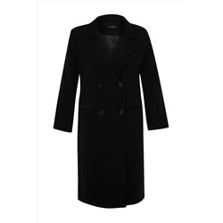 Черное кашемировое пальто с карманами и клапанами TBBAW24DD00014
