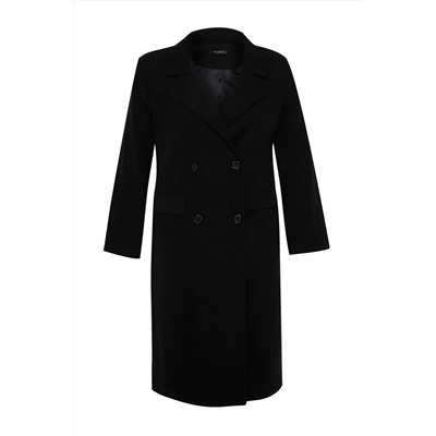 Черное кашемировое пальто с карманами и клапанами TBBAW24DD00014