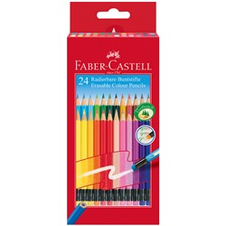 Карандаши цветные стираемые Faber-Castell, 24цв., заточен., картон, европодвес