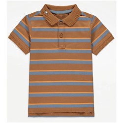 Tan Striped Polo Top