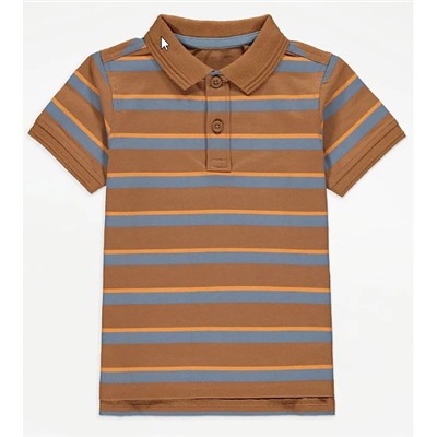 Tan Striped Polo Top