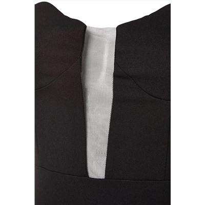 Черное элегантное тканое вечернее платье TPRSS23EL00167