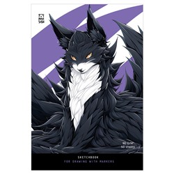 Скетчбук А5  50л. 90г/м, для рисования маркерами, карт.обл. на склейке "Anime cat" (MS_53576, MESHU) soft-touch отделка