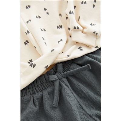 Black Mono Heart Shorts Set (3mths-7yrs)