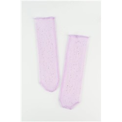 Носки из тюля Little с блестками и детализацией сиреневого цвета для девочек TYC00725282085