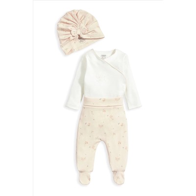 Mamas & Papas Pink 3 Piece Floral My First Outfit Set