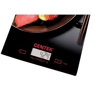 Весы кухонные Centek CT-2462 (Суши) электронные, стеклянные, LCD, 190х200 мм, max 5кг, шаг 1г