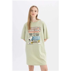 Мини-платье-футболка Cool Snoopy из чесаного хлопка с короткими рукавами