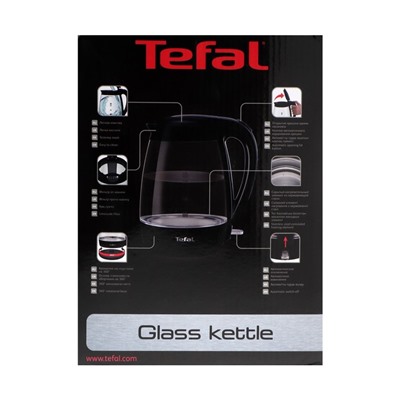 Чайник электрический TEFAL KO450832, стекло, 1.7 л, 2400 Вт, чёрный